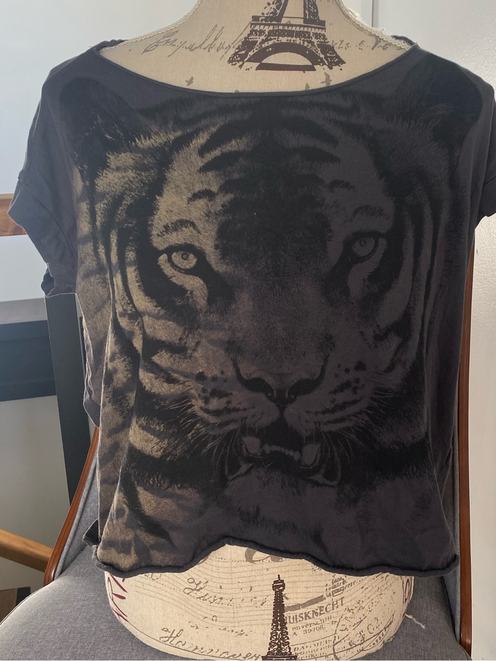 All Saints Black Tiger Face Crop Top - Black